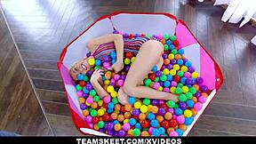 exxxtrasmall sky pierce gags hard on that huge cock with her pigtails