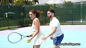 curly petite ebony teen deepthroats big black cock after sport practice