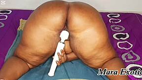 fat ebony ass double stuffed with toys till she squirts hard