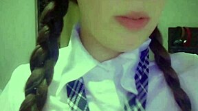 shy pigtail student, you sure about masturbating on cam first time?