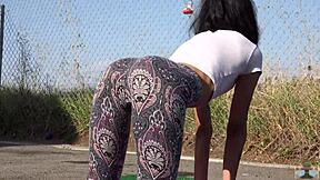 hey those sexy yoga pants on her during workout got me hard