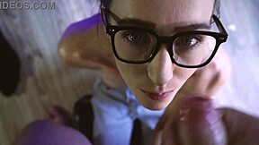 whoa this bratty nerdy girl with glasses gives the sloppiest blowjob and titty fuck ever 😍💦