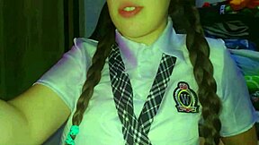 shy pigtail student, you sure about masturbating on cam first time?