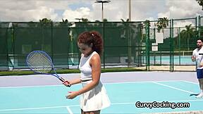 curly petite ebony teen deepthroats big black cock after sport practice