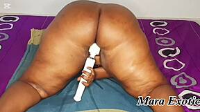 fat ebony ass double stuffed with toys till she squirts hard