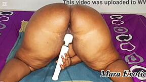 fat ebony ass double stuffed with toys till she squirts hard