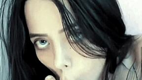 tattooed brunette teen billie eilish teases with toe sucking on webcam