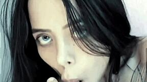tattooed brunette teen billie eilish teases with toe sucking on webcam