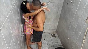stepdad corners latina stepdaughter in bathroom. lingerie anal fuck frenzy