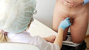 Nurse bitches deliver intense anal massages jerking massive cocks with big tits bouncing wildly