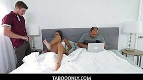 He pounds stepmom Havana Bleu hard right in front of old man