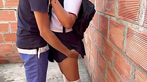 Schoolgirl Ditches Class For Rough Cock Ripping In Abandoned Lot Creampie