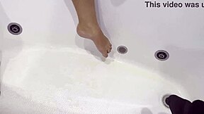 Curious about that unshaven pussy peeing right up close in steamy bathroom POV?