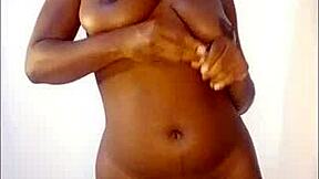oily ebony babe's puffy nipples beg for your close-up jizz load