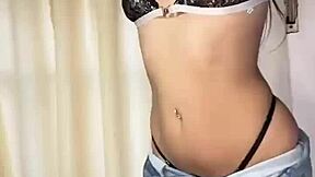 hot latina teen rips clothes off for solo striptease undressing tease