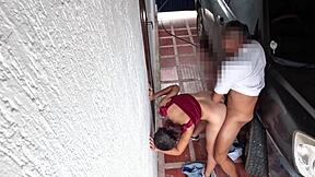 perverted coño hunter pays skinny stranger for standing garage fuck... ass shaking moans!