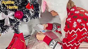 Cute Blonde Petite Babe 18+ Exchanges Christmas Gifts Bent Over Santa Claus Doggystyle