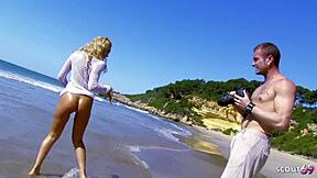Blonde Latina ginger hell risks public beach anal pounding by huge cock mid-model gig.