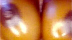 oily ebony babe's puffy nipples beg for your close-up jizz load