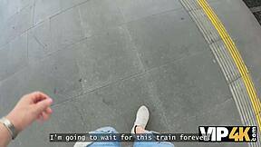 wanna fuck this cute blonde girlfriend in the train toilet?