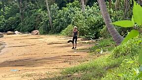 Accidental PUBLIC HANDJOB on crowded beach turns into wife's outdoor cumshot explosion