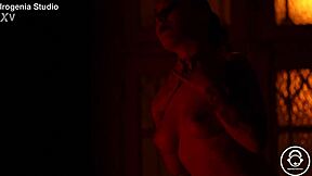 Emo goth teen strips pierced tits in dark world