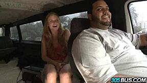 redhead freaky teen gets wild on the bus 😈💦 public cash sex vibes