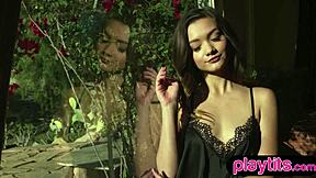 Petite Asian Model Rips Clothes Off Perky Boobs Striptease