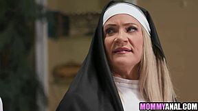 Milf Nun's Ass Licked and Fucked in Church Sin!