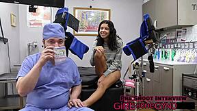 Aria Nicole's wild fifth choking session with latex-gloved perv doctor