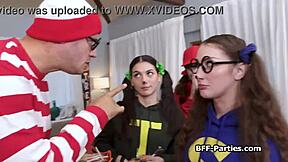 Stealing girlfriends busted for Halloween trick or treat foursome 😈👻💦