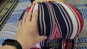 Maid spreads legs wide for deep POV pounding in hotel mirror