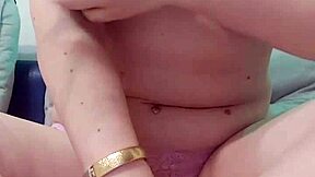 cute horny blonde shemale jerks wet pussy vibrator orgasm!