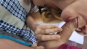 Maid spreads legs wide for deep POV pounding in hotel mirror