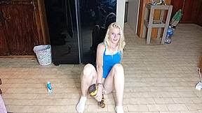 Powerdrill dildo destroys my tight teen pussy extreme insertion