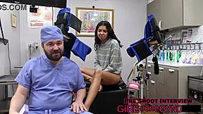 Aria Nicole's wild fifth choking session with latex-gloved perv doctor