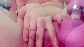cute horny blonde shemale jerks wet pussy vibrator orgasm!