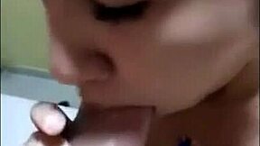 Married Brunette BLOWS Husband's Friend Good