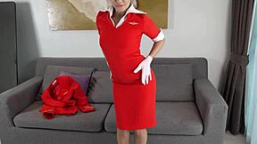 hey russian stewardess invites pilot for anal creampie fun!