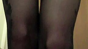 cute girl in sexy fishnet dress dances teasing miniskirt panties