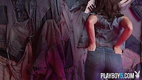 adriana chechik's petite milf body rips clothes in playboy centerfold tease