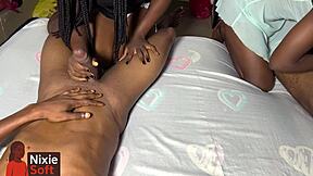 neighbors crash our bed for big black cock petite pussy foursome surprise