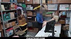 blonde shoplifter bent over fucked by guard while boyfriend watches helplessly