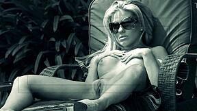 Blonde slut takes big cock doggystyle outdoors till juicy cumshot
