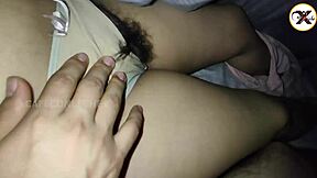 sliding dick into her hairy pussy without waking her up