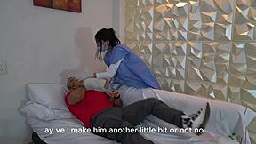 Pregnant doctor licks patient's cock cowgirl rides big pussy then pisses pants in hospital