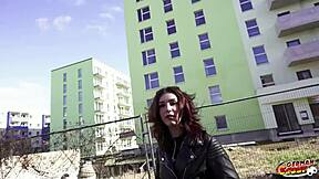 German Scout's Skinny Redhead Scarlett Spark Eyes Roll in Pierced Nipple Orgasm Fuck