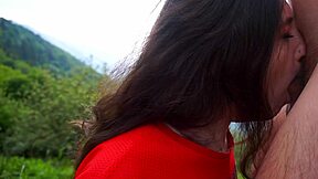 she howls like mountain wolf standing sex creampie with huge cock outdoors