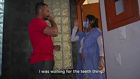 Pregnant doctor licks patient's cock cowgirl rides big pussy then pisses pants in hospital