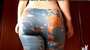 goddess in leggings farts teasingly while walking topless—kinky yoga fetish dream